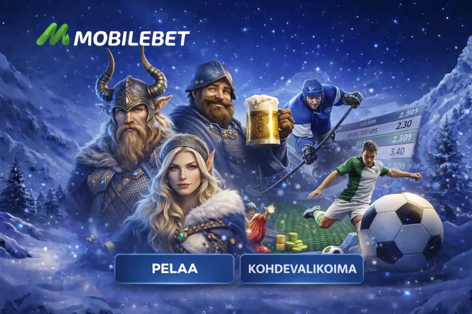 Urheiluvedonlyönti jalkapalloon ja jääkiekkoon suomalaisille käyttäjille